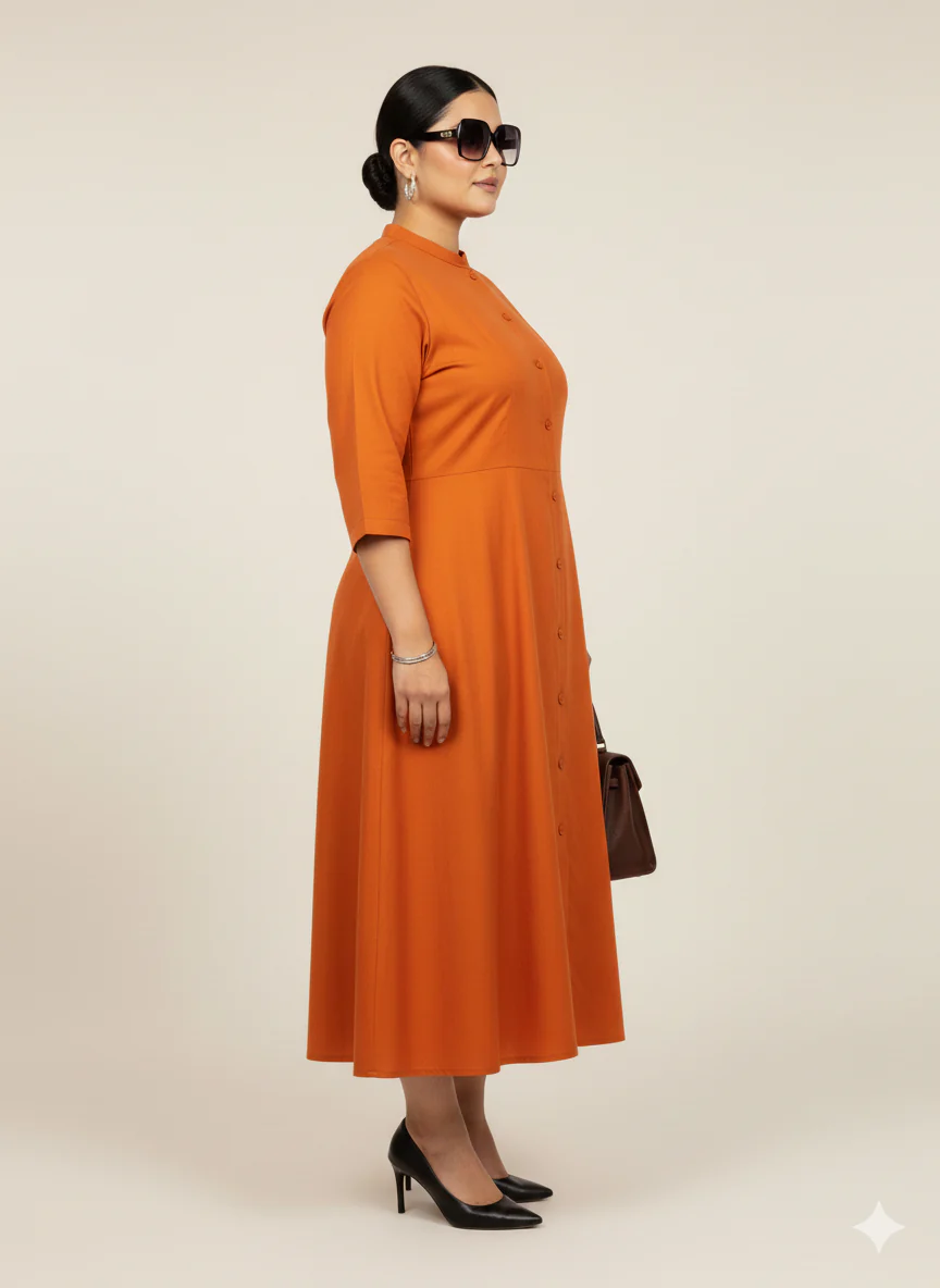 Plus Size Solid A-Line Dress - Image 2