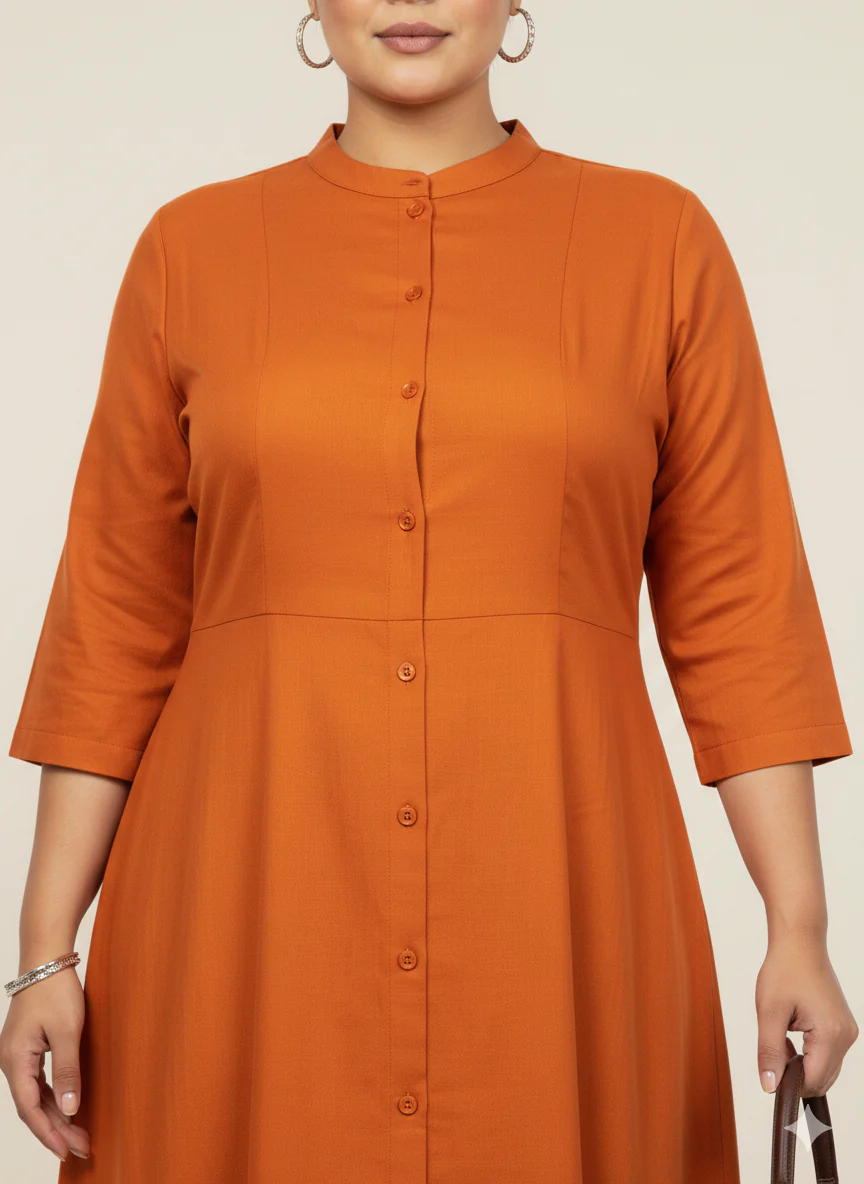 Plus Size Solid A-Line Dress - Image 3