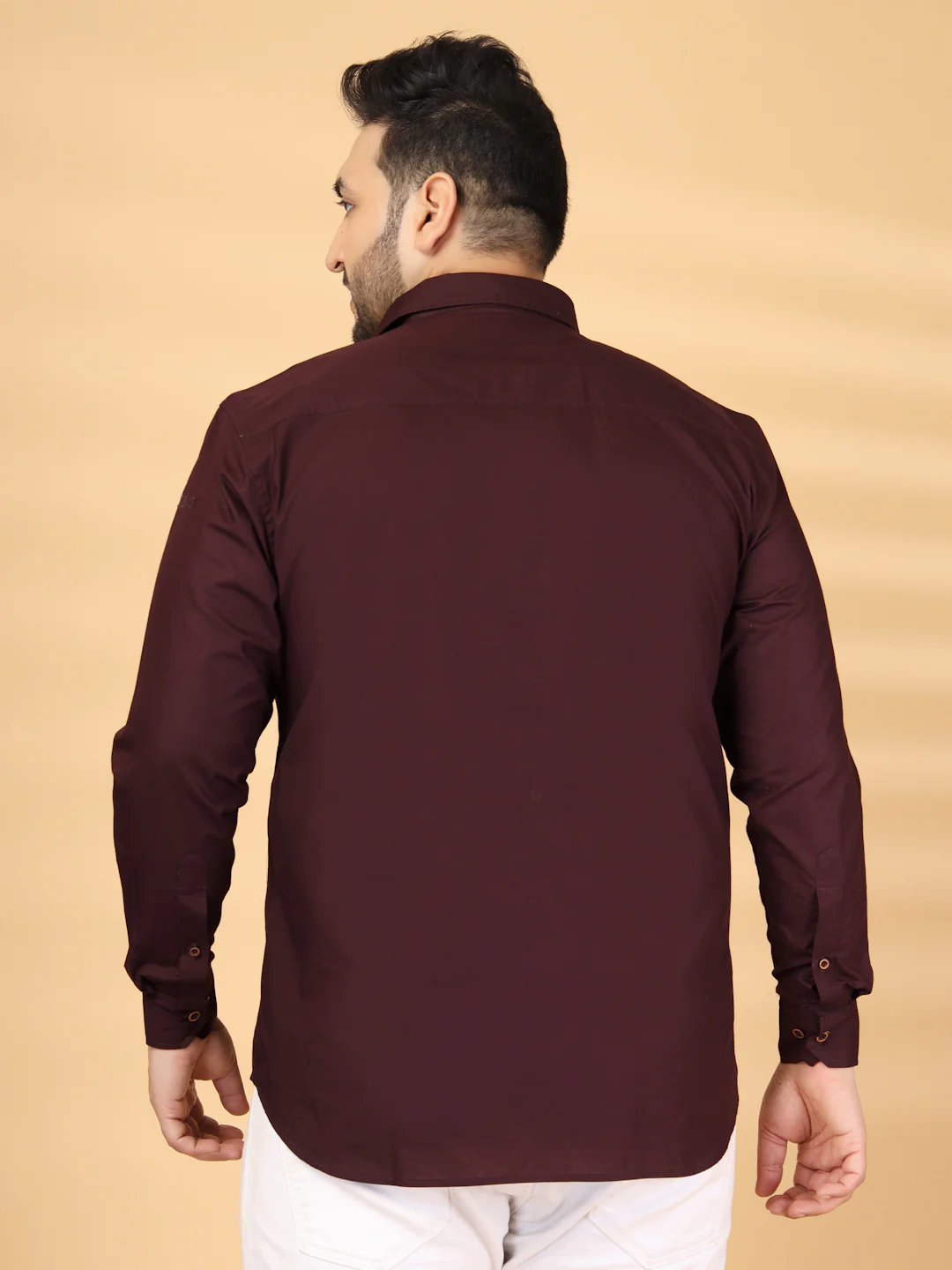 Plus Size Solid Spread Collar Cotton Casual Shirt - Image 2