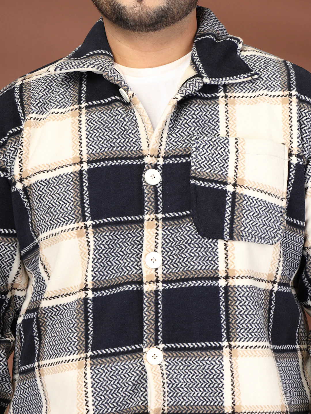 Plus Size Spread Collar Checked Tailored Jacket - Image 9