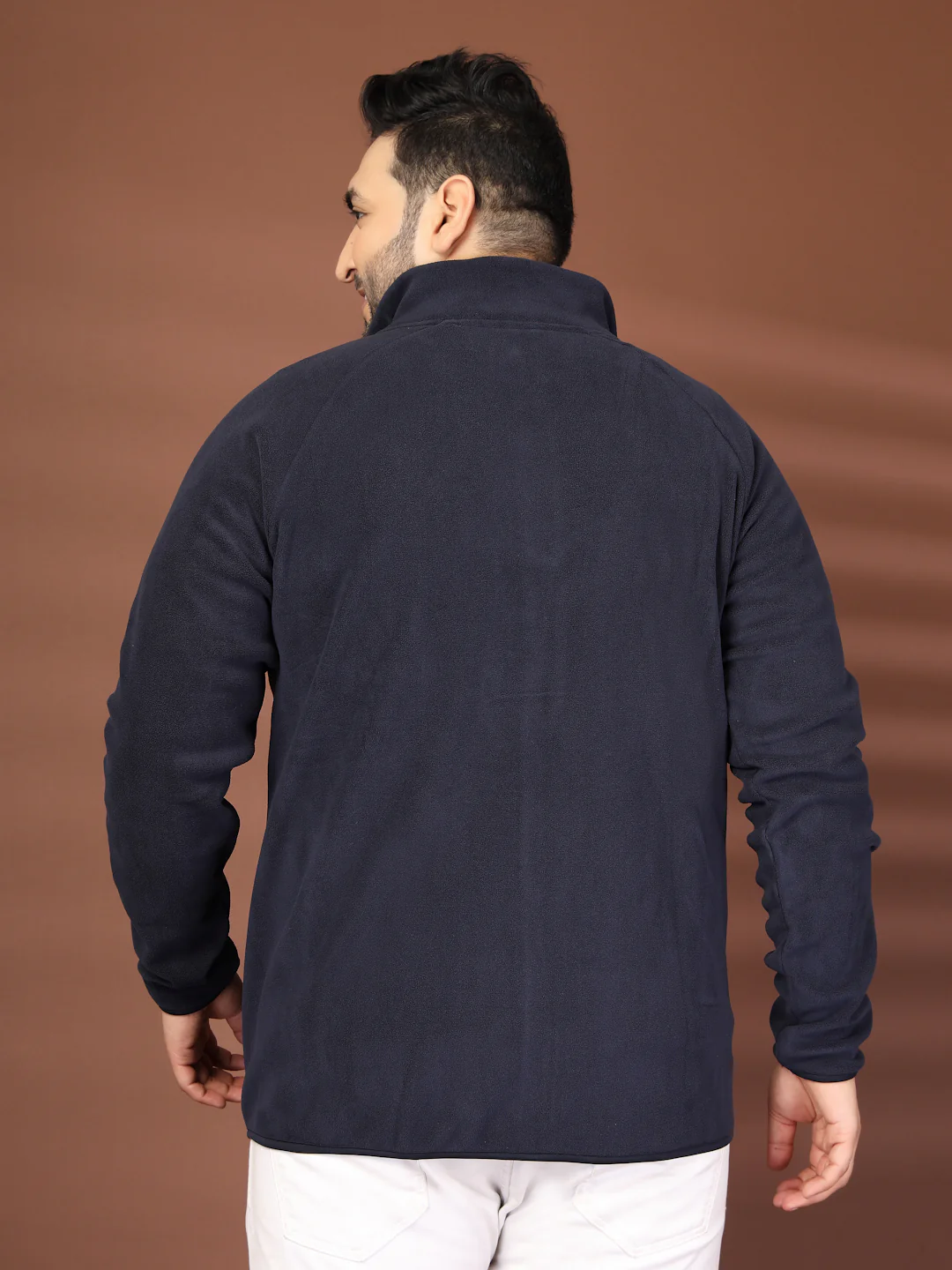 Plus Size Stand Collar Solid Open Front Jacket - Image 4