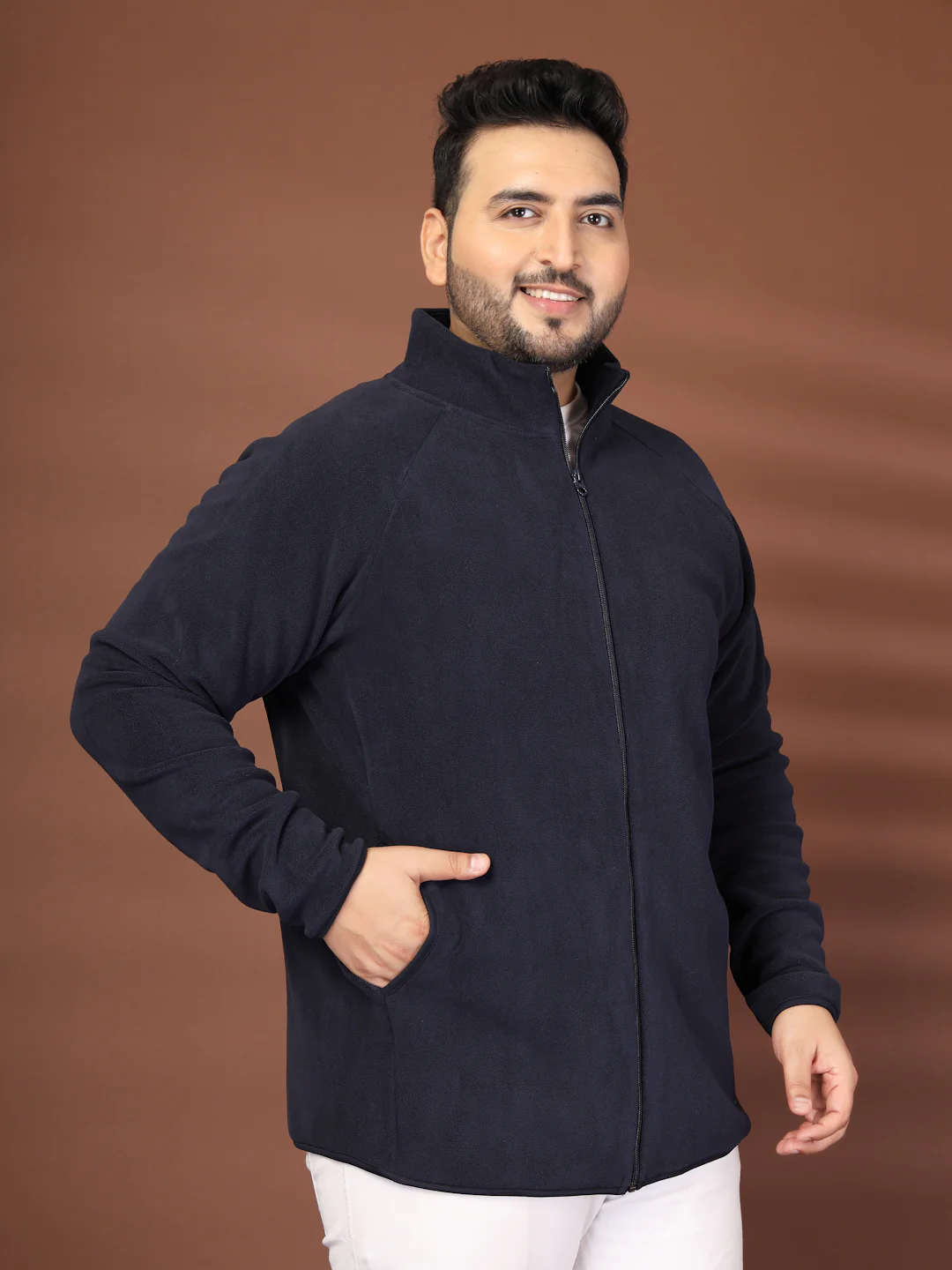 Plus Size Stand Collar Solid Open Front Jacket - Image 5