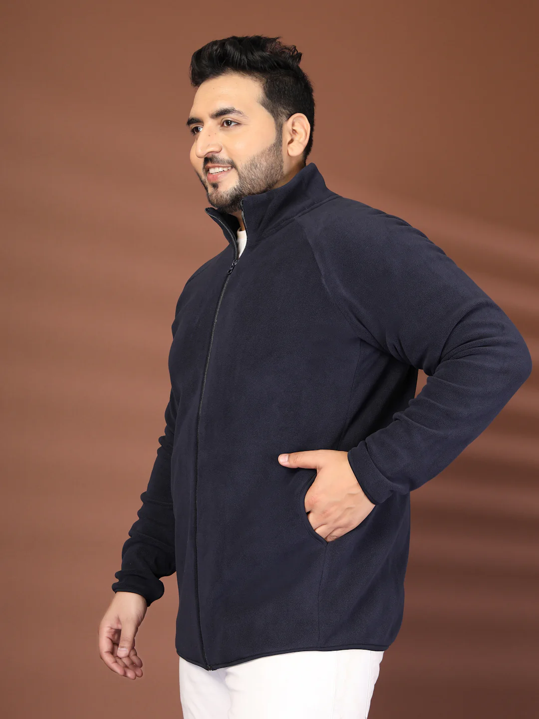 Plus Size Stand Collar Solid Open Front Jacket - Image 6