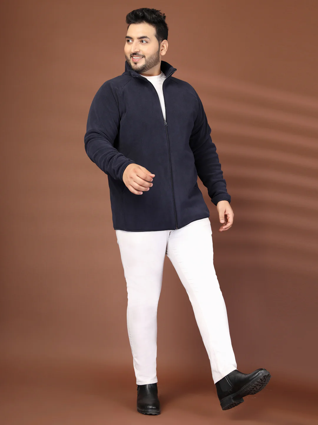Plus Size Stand Collar Solid Open Front Jacket - Image 8
