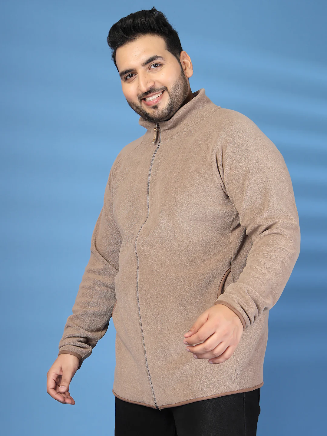 Plus Size Stand Collar Solid Open Front Jacket - Image 4