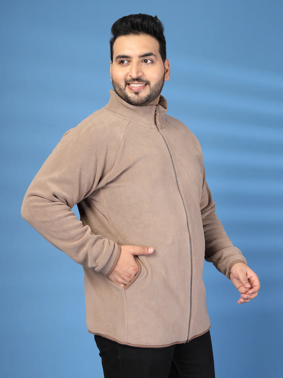 Plus Size Stand Collar Solid Open Front Jacket - Image 5