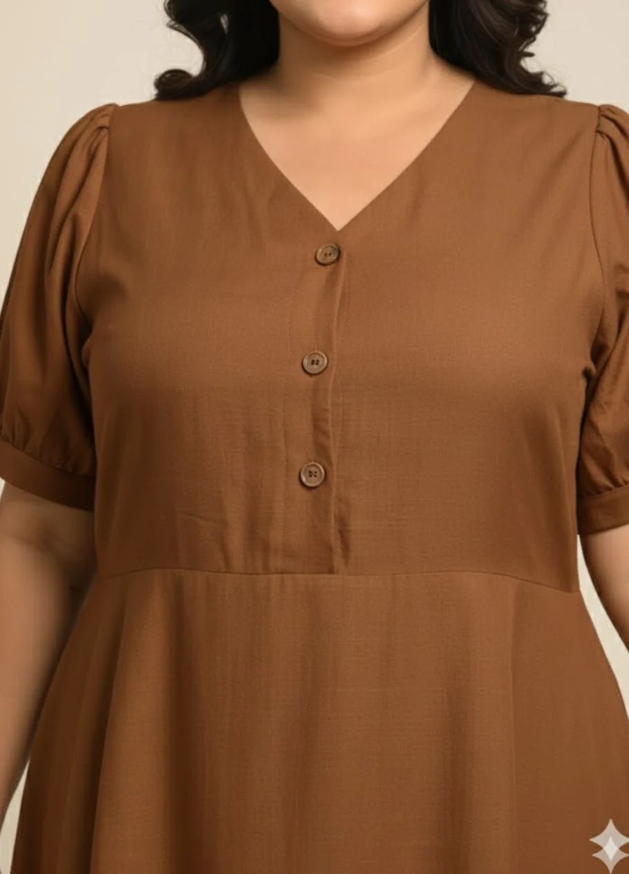 Plus Size V-Neck Fit & Flare Midi Dress - Image 5