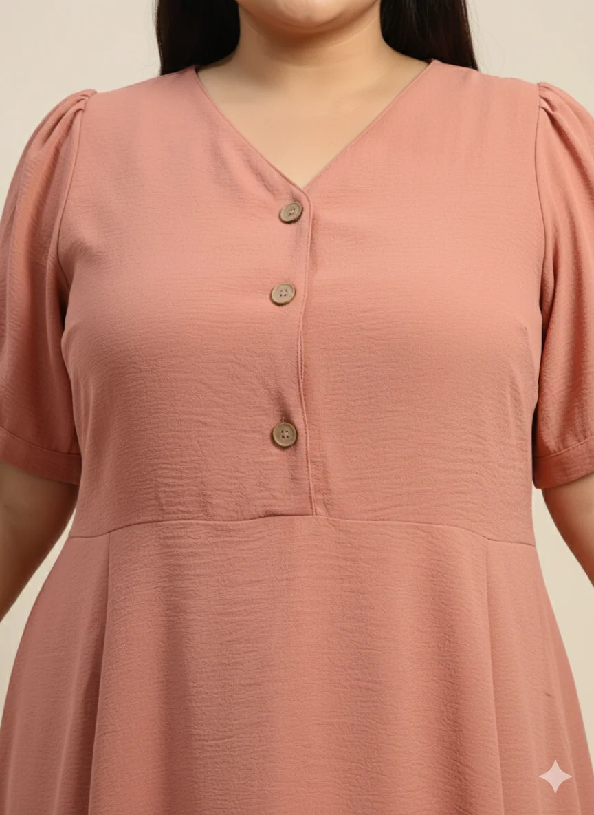 Plus Size V-Neck Fit & Flare Midi Dress - Image 3
