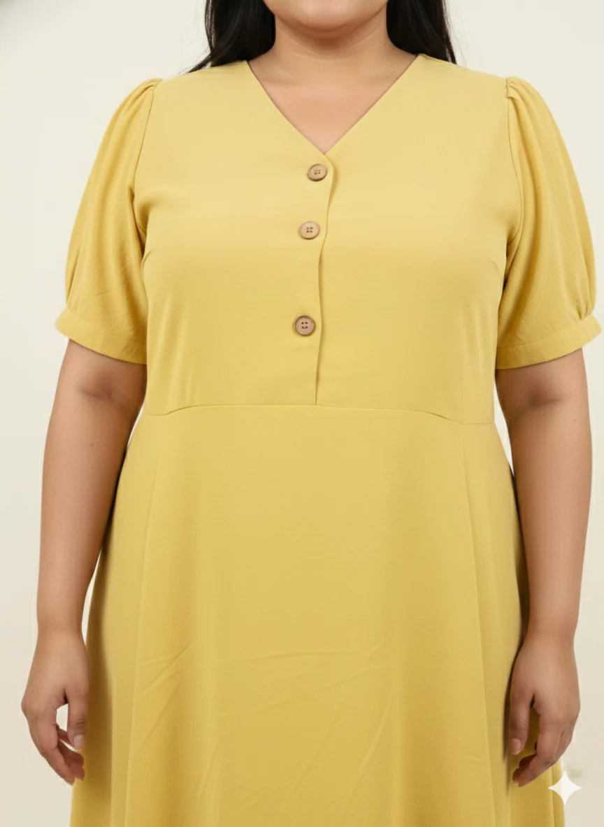 Plus Size V-Neck Fit & Flare Midi Dress - Image 2
