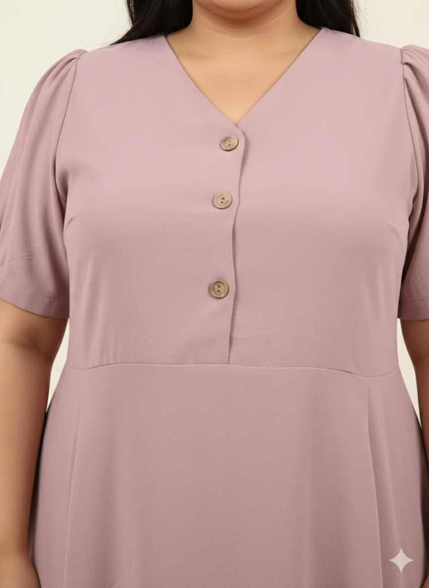 Plus Size V-Neck Fit & Flare Midi Dress - Image 4