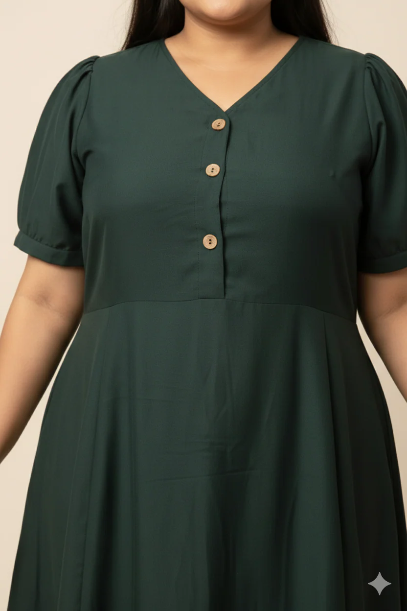 Plus Size V-Neck Fit & Flare Midi Dress - Image 2