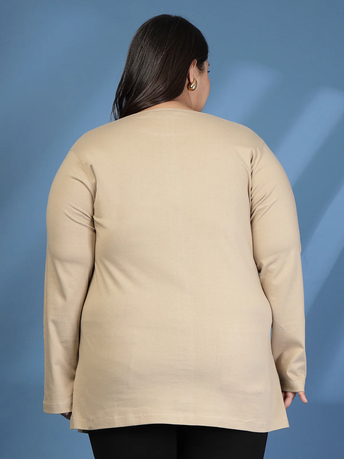 Plus Size Women Beige T-shirt - Image 5