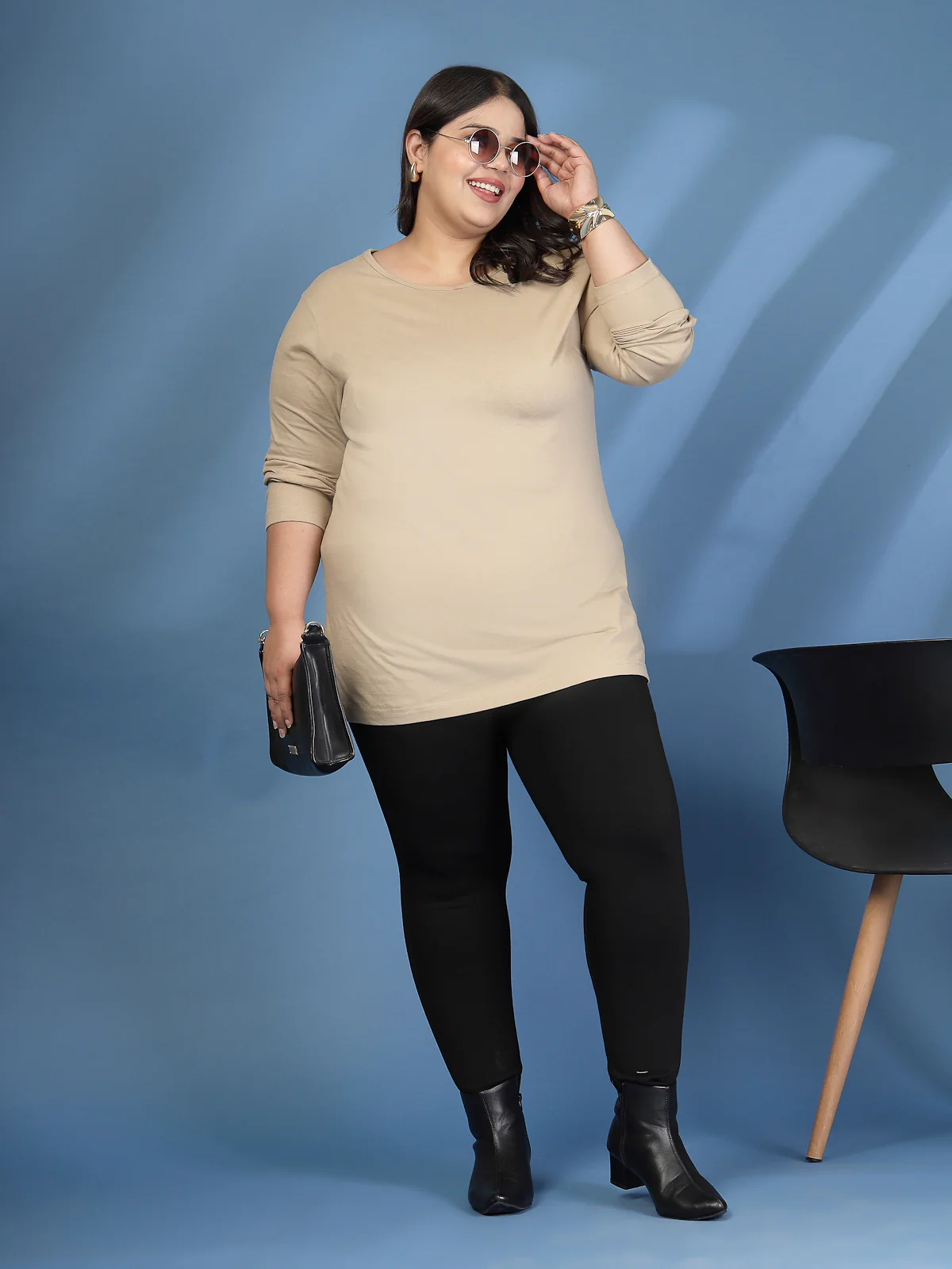 Plus Size Women Beige T-shirt - Image 6