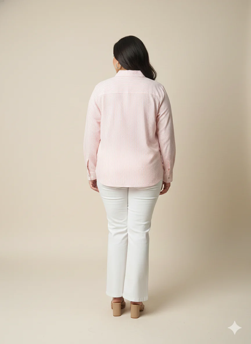 Plus Size Women Checked Casual Shirt - Image 4