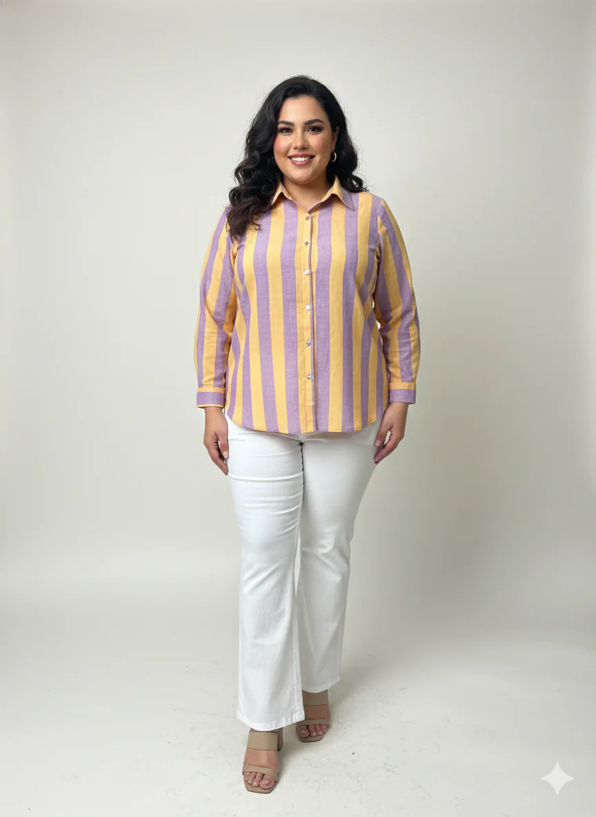 Plus Size Women Checked Casual Shirt - Image 4