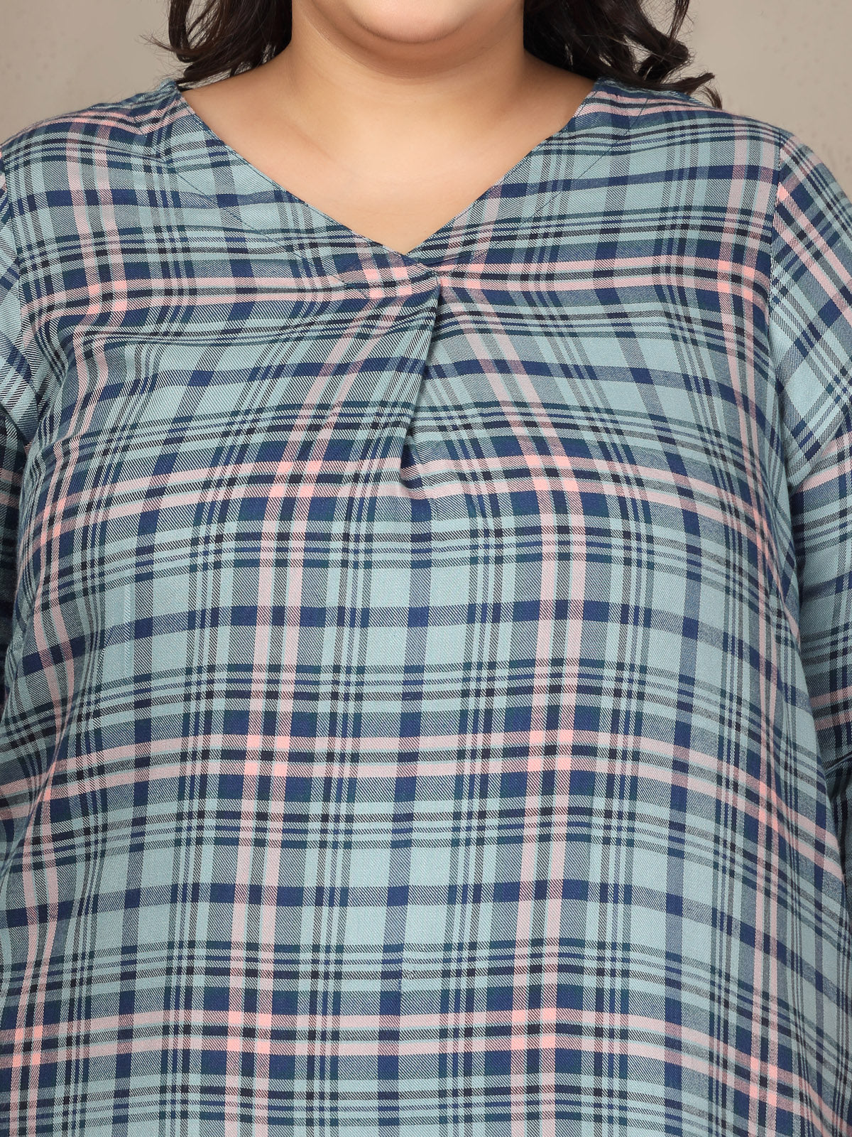 Plus Size Women Checked Top - Image 6