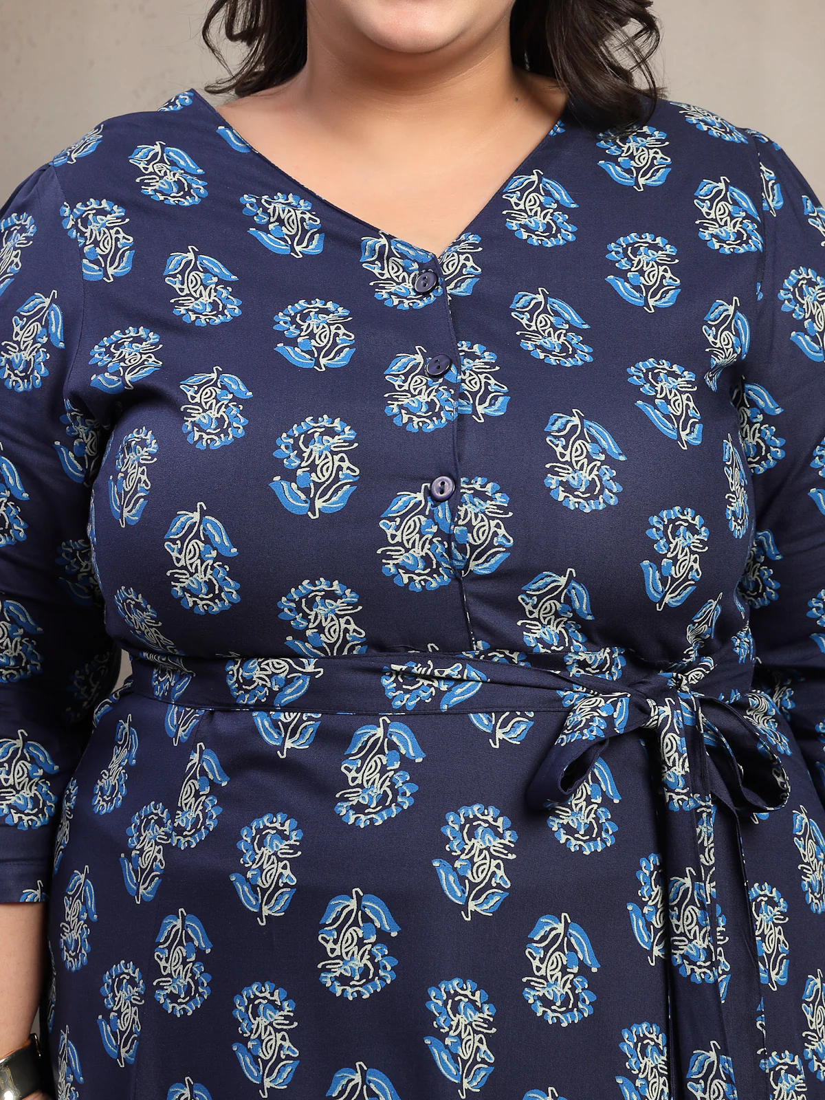 Plus Size Women Floral Print Puff Sleeve Maxi Dress - Image 10