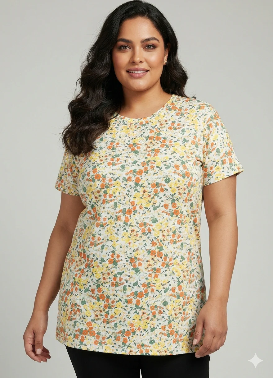 Plus Size Women Floral Printed T-shirt - Image 3