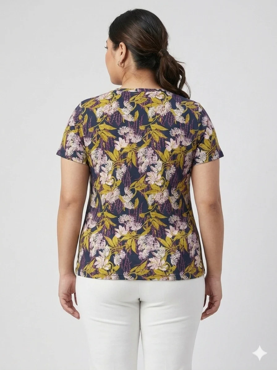 Plus Size Women Floral Printed T-shirt - Image 2