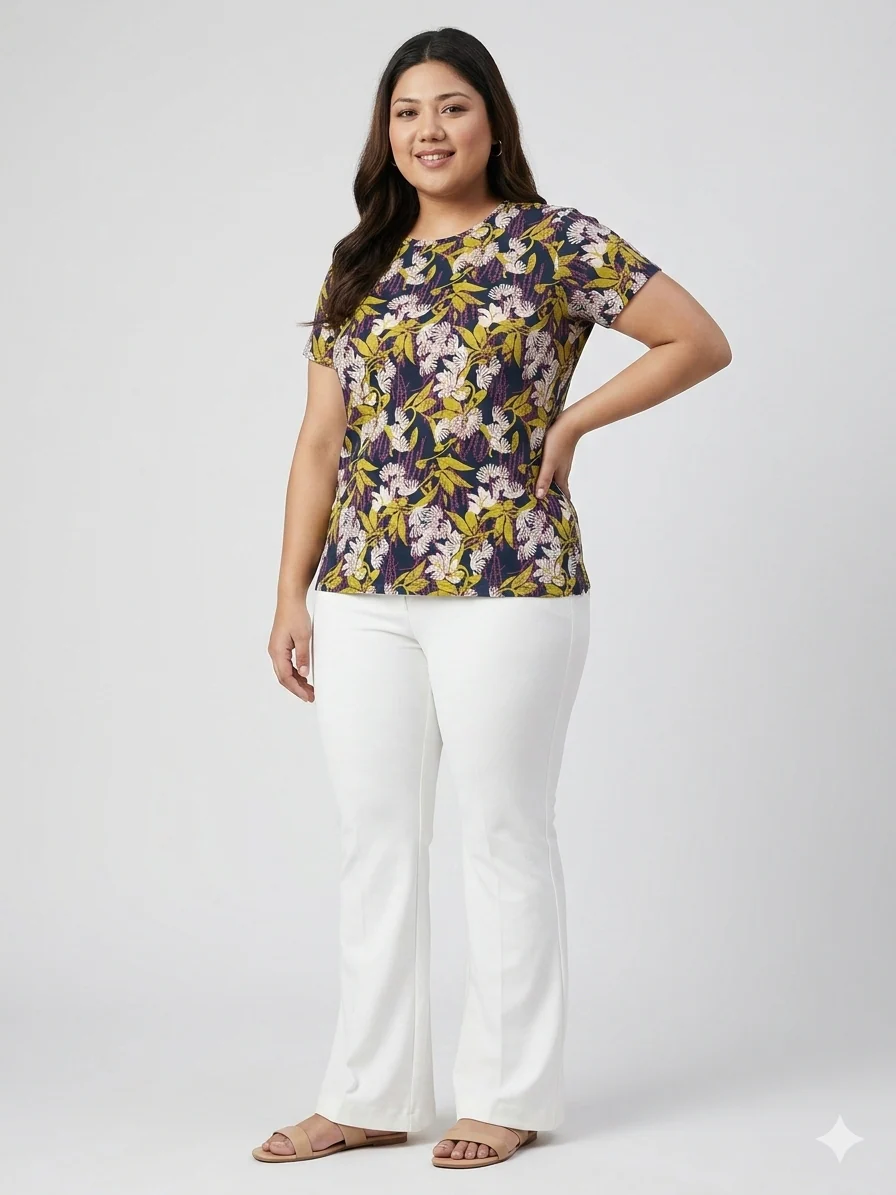 Plus Size Women Floral Printed T-shirt - Image 4