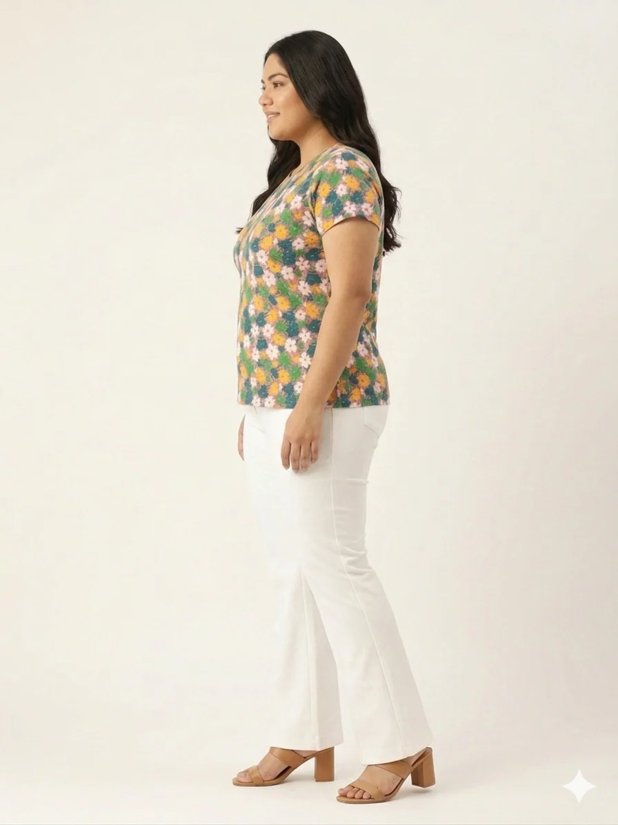 Plus Size Women Floral Printed T-shirt - Image 2