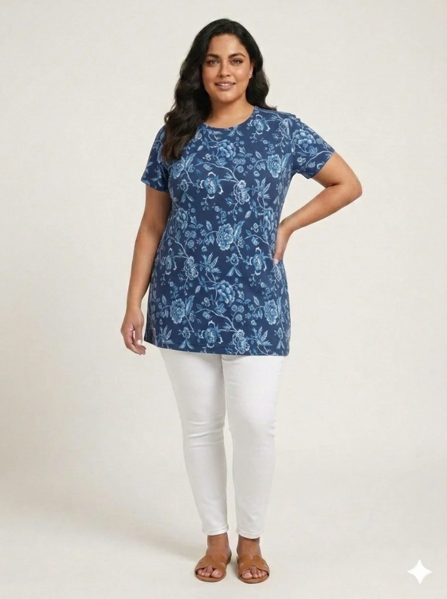 Plus Size Women Floral Printed T-shirt - Image 4