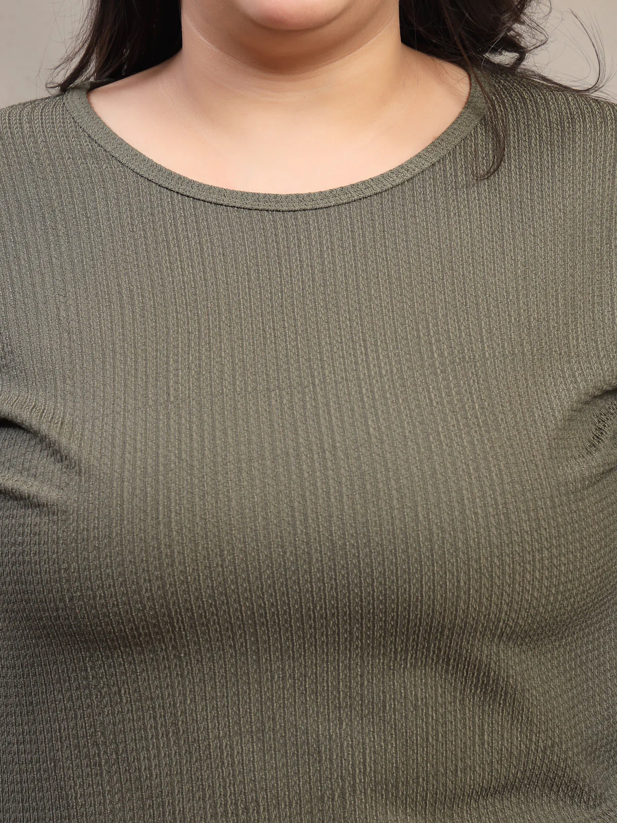 Plus Size Women Self Design Round Neck Cotton T-shirt - Image 8
