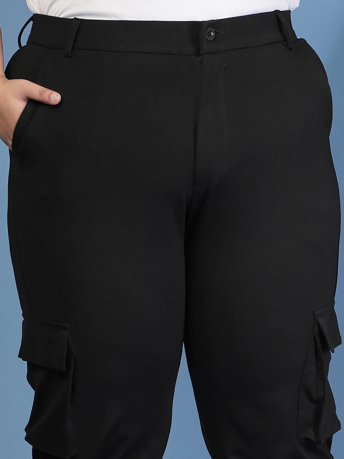Plus Size Women Slim Fit Easy Wash Cargo Trousers - Image 2
