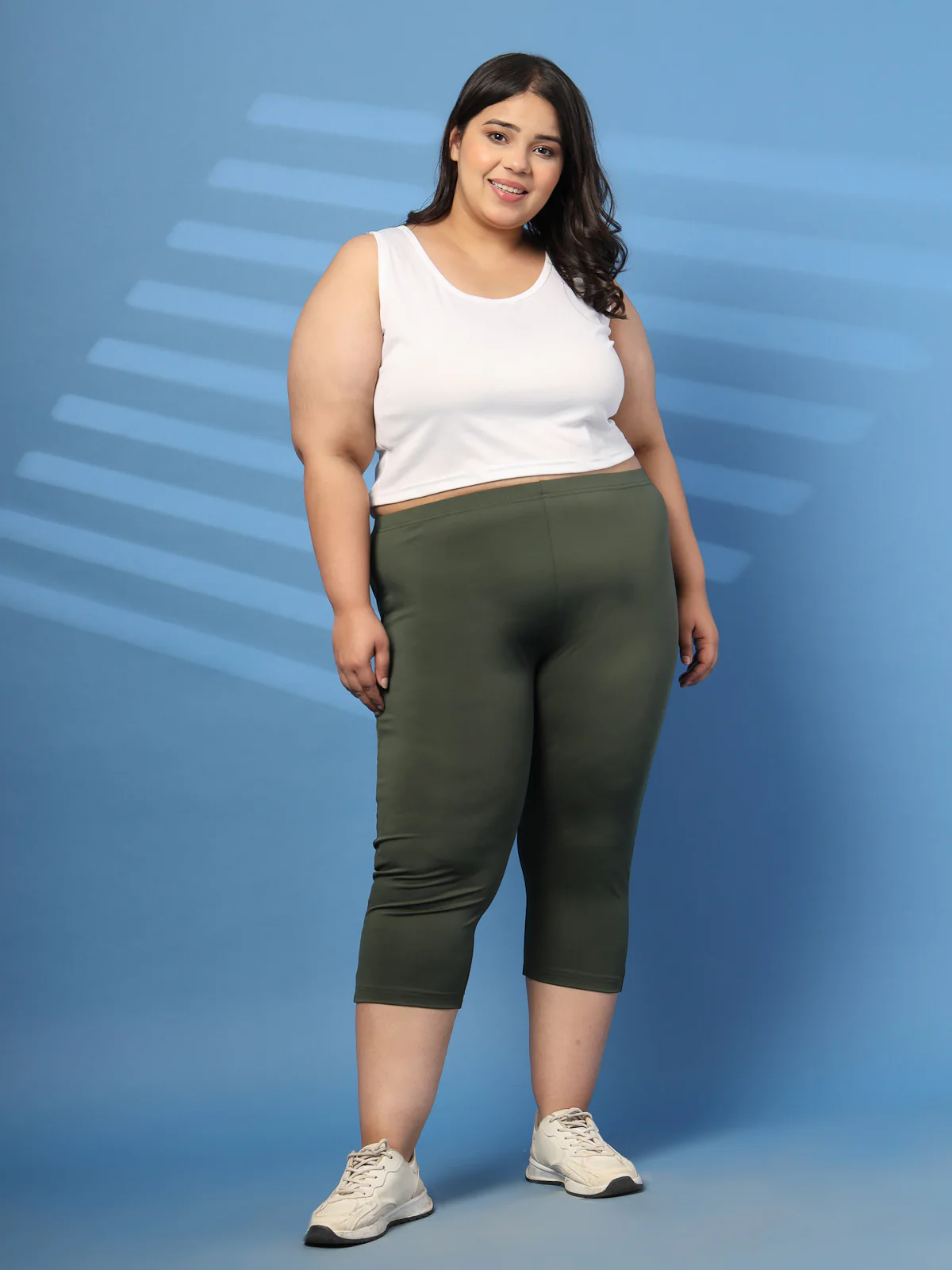 Plus Size Women Solid Capris - Image 2