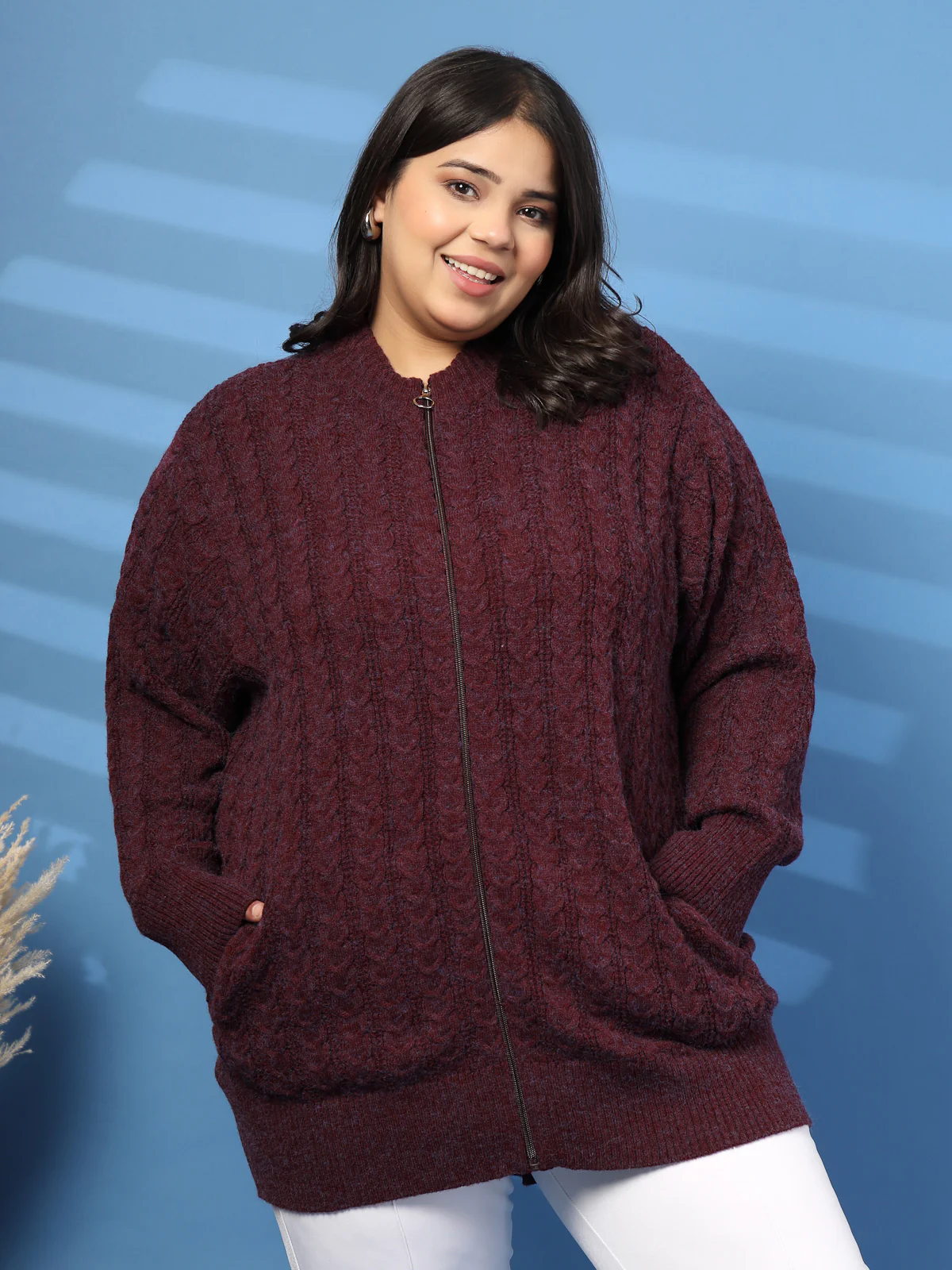 Plus Size Women Solid High Neck Sweater - Image 4