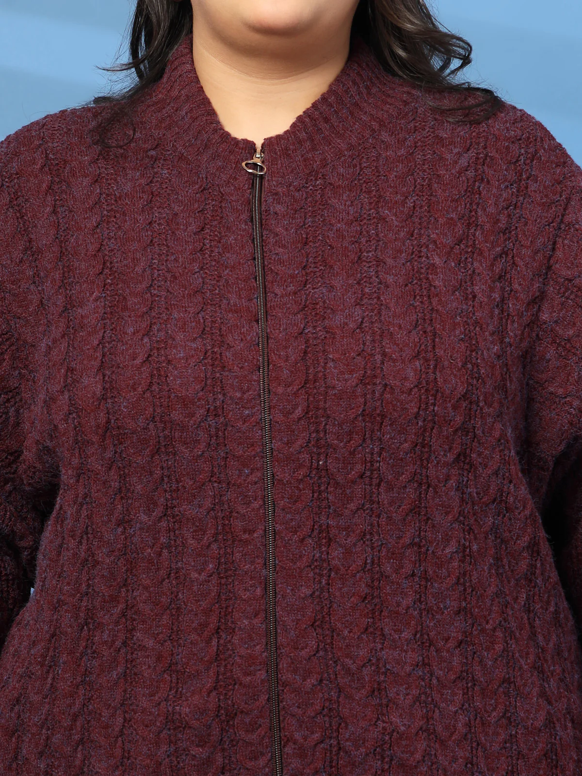 Plus Size Women Solid High Neck Sweater - Image 7