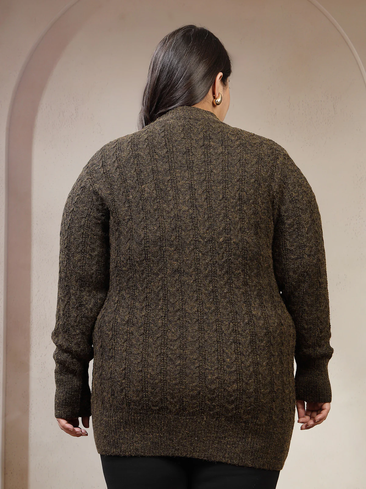 Plus Size Women Solid High Neck Sweater - Image 3