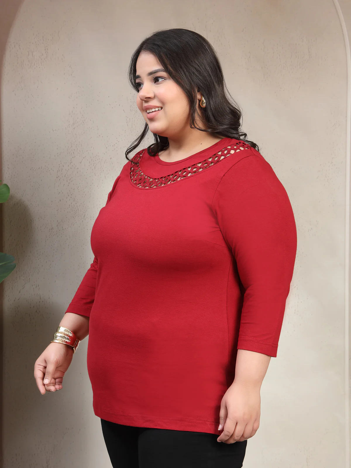 Plus Size Women Cut Outs T-shirt - Image 4