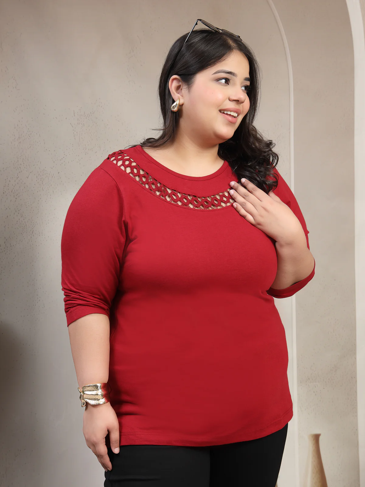 Plus Size Women Cut Outs T-shirt - Image 8