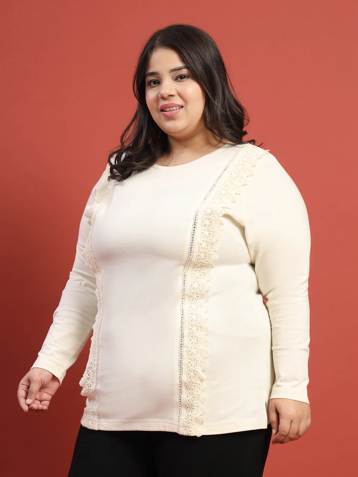 Plus Size Women Solid Round Neck Cotton T-shirt - Image 7