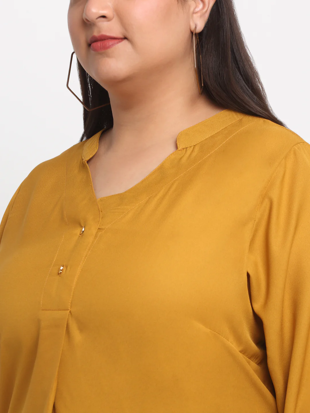 Plus Size Mandarin Collar Longline Top - Image 3