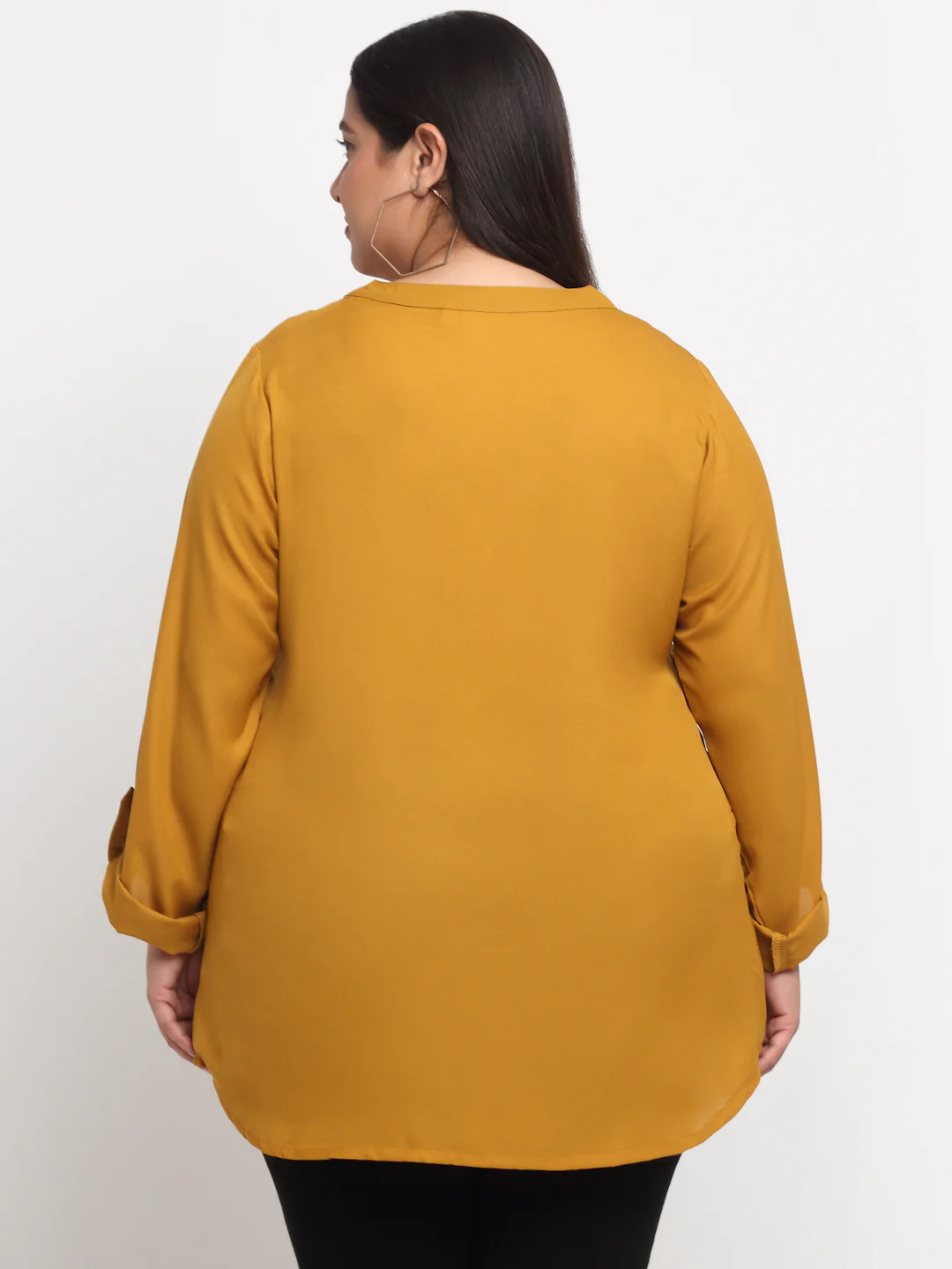 Plus Size Mandarin Collar Longline Top - Image 4