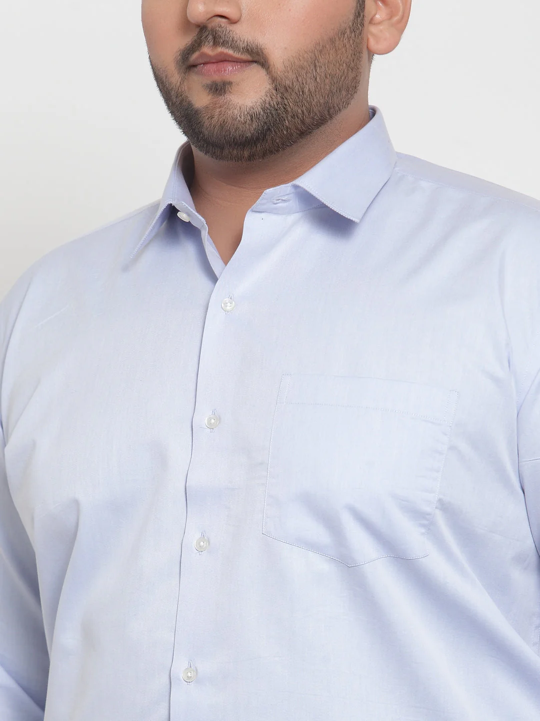 Plus Size Men Blue Formal Shirt - Image 5