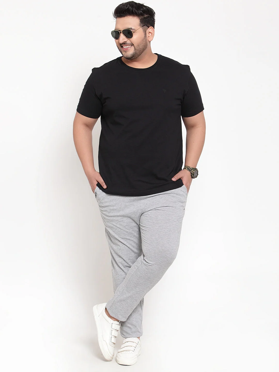 Plus Size Men Grey Melange Regular Fit Track Pants - Image 4