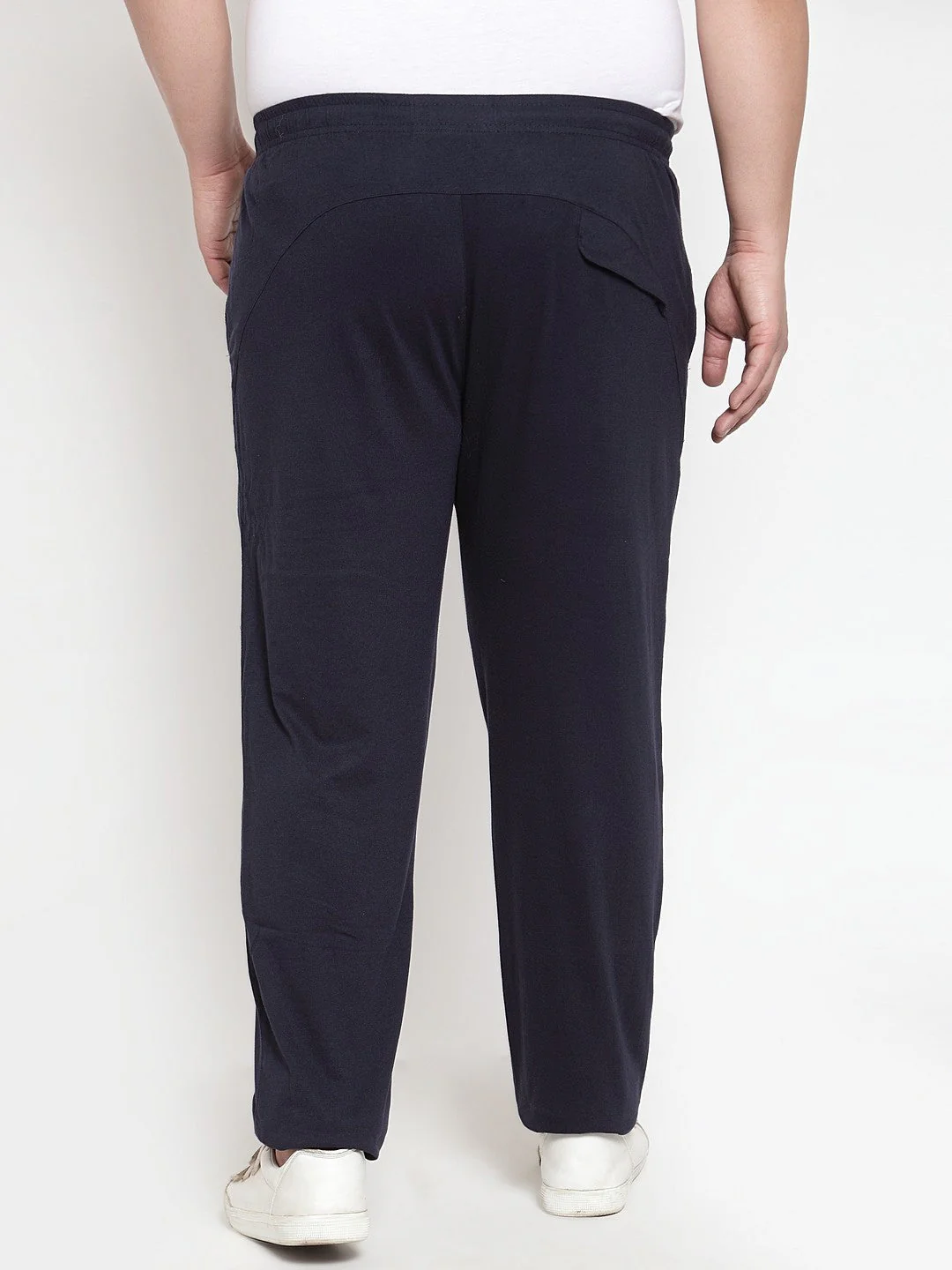 Plus Size Men Navy Blue Solid Track Pants - Image 2
