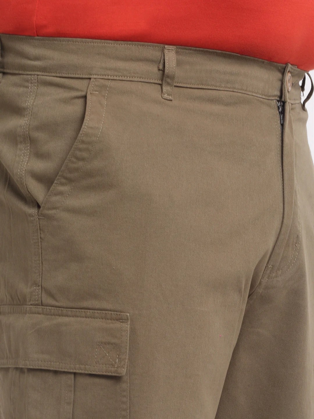 Plus Size Men Olive Green Mid-Rise Cotton Shorts - Image 4