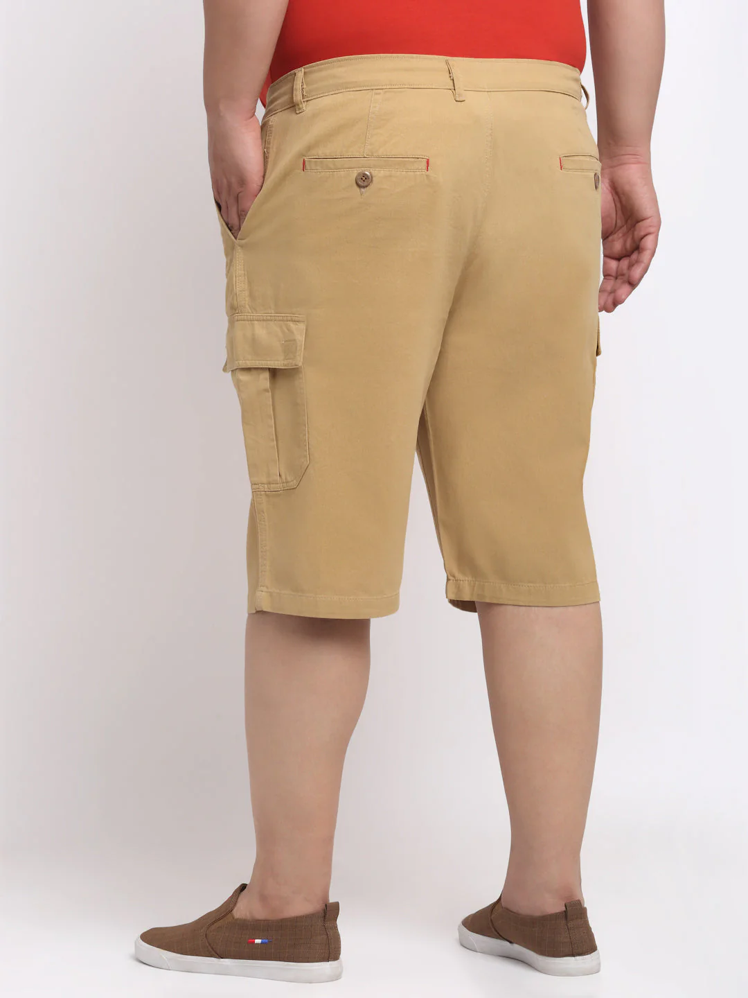 Plus Size Men Khaki Mid Rise Cotton Shorts - Image 5