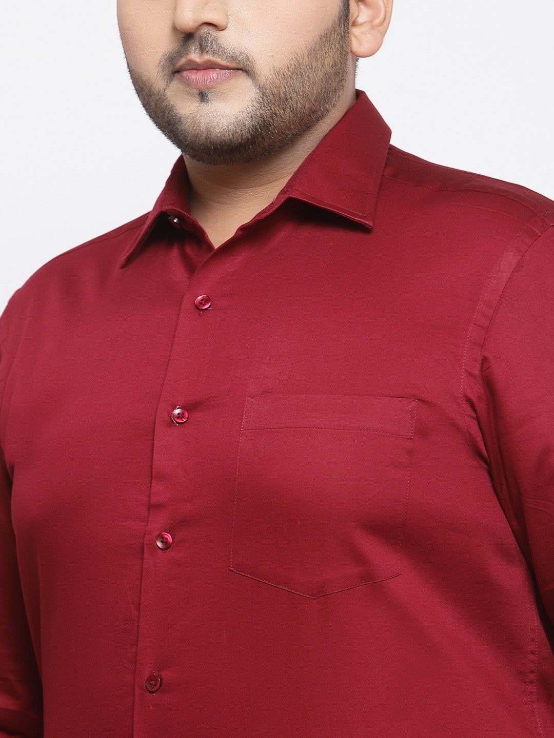 Plus Size Men  Maroon Regular Fit Solid Formal Shirt - Image 4