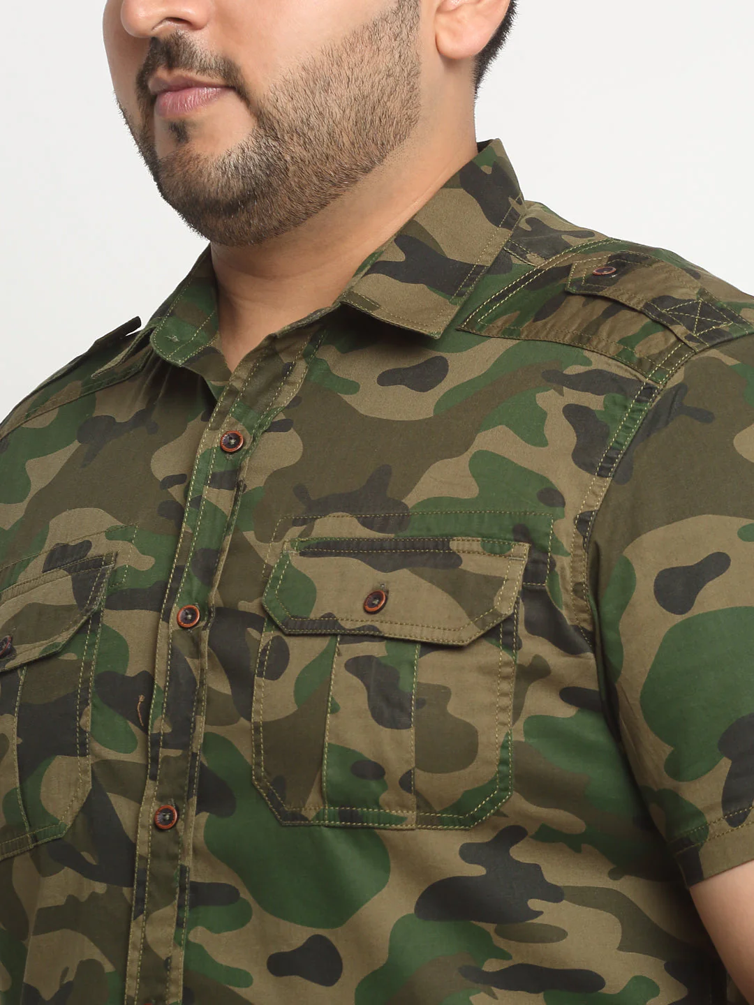 Plus Size Men Cargo Casual Shirt - Image 4