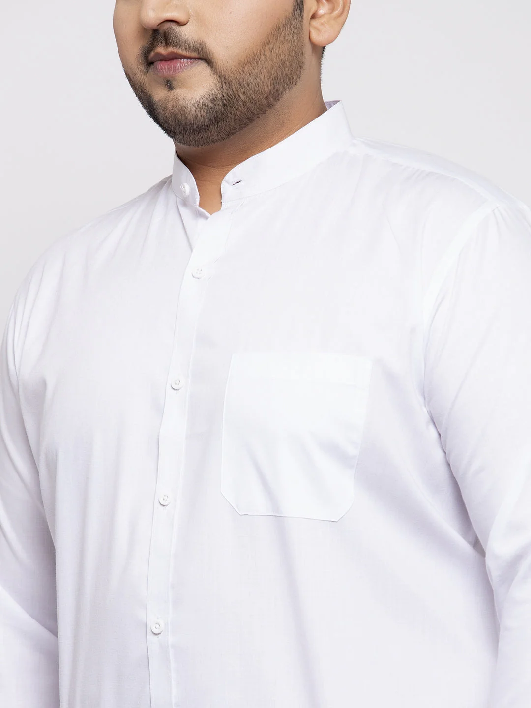 Plus Size  Men White Casual Shirt - Image 5