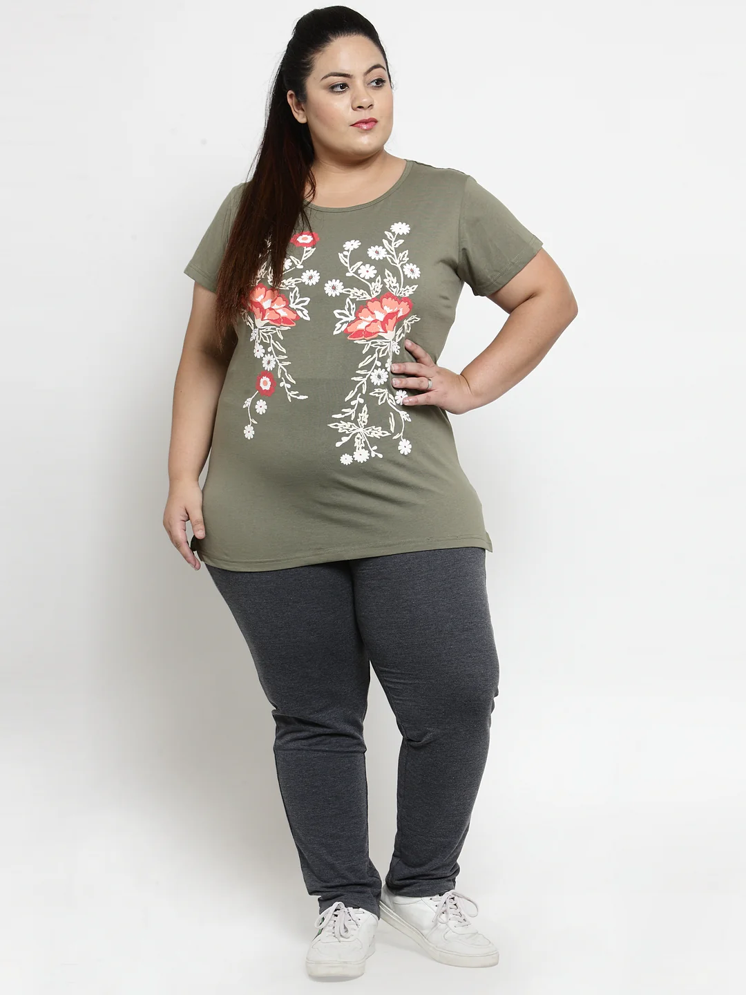 Plus Size Women Grey Straight-Fit Trackpant - Image 3