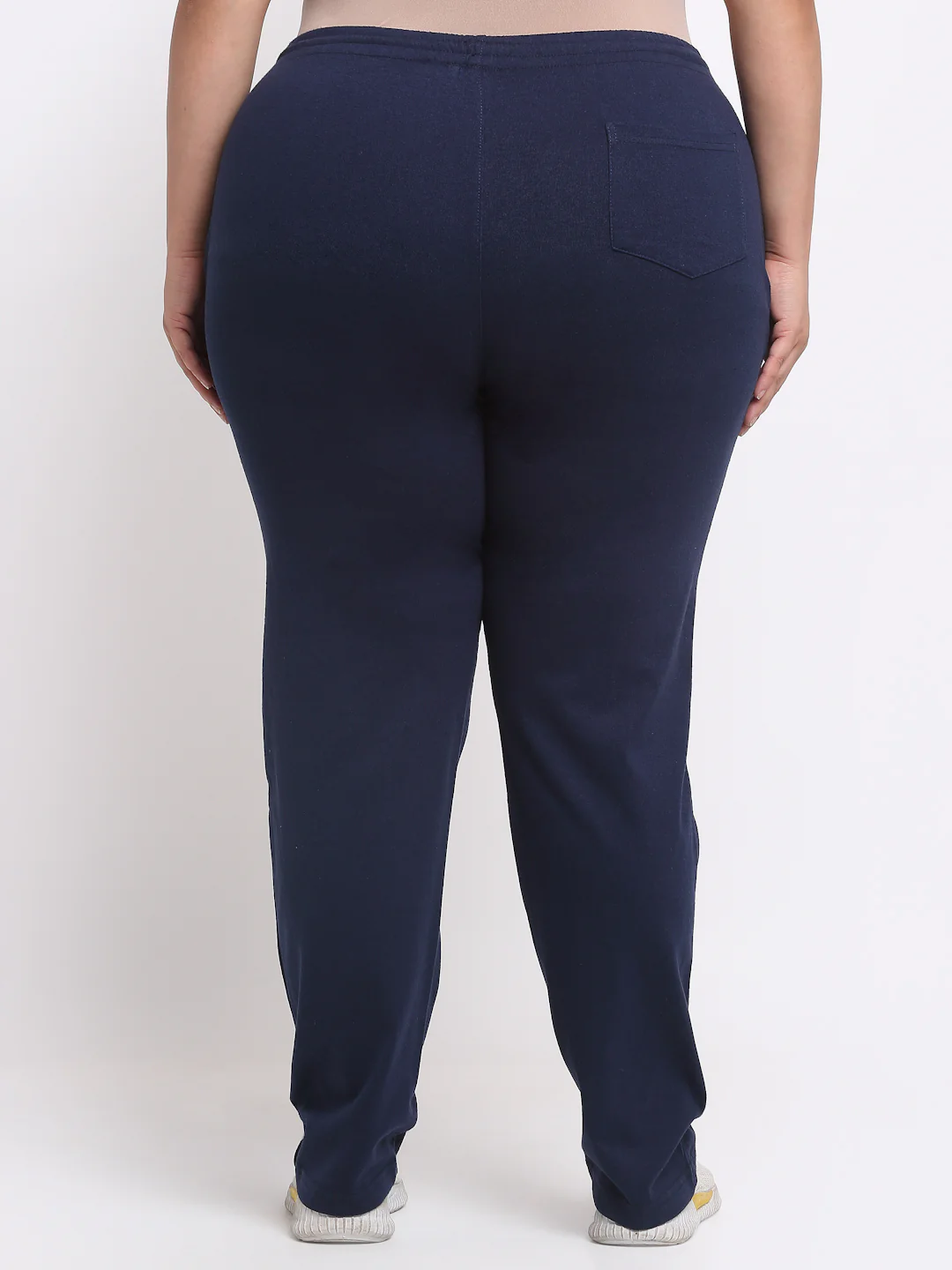 Plus Size Women  Navy Blue Typography Printed Mid Rise Cotton Track Pants - Image 4