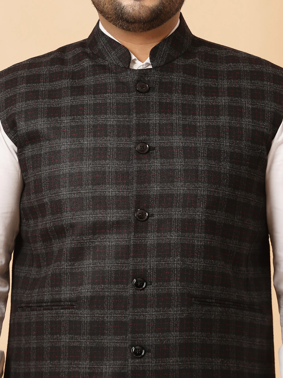 Plus Size Printed Woven Nehru Jacket - Image 6