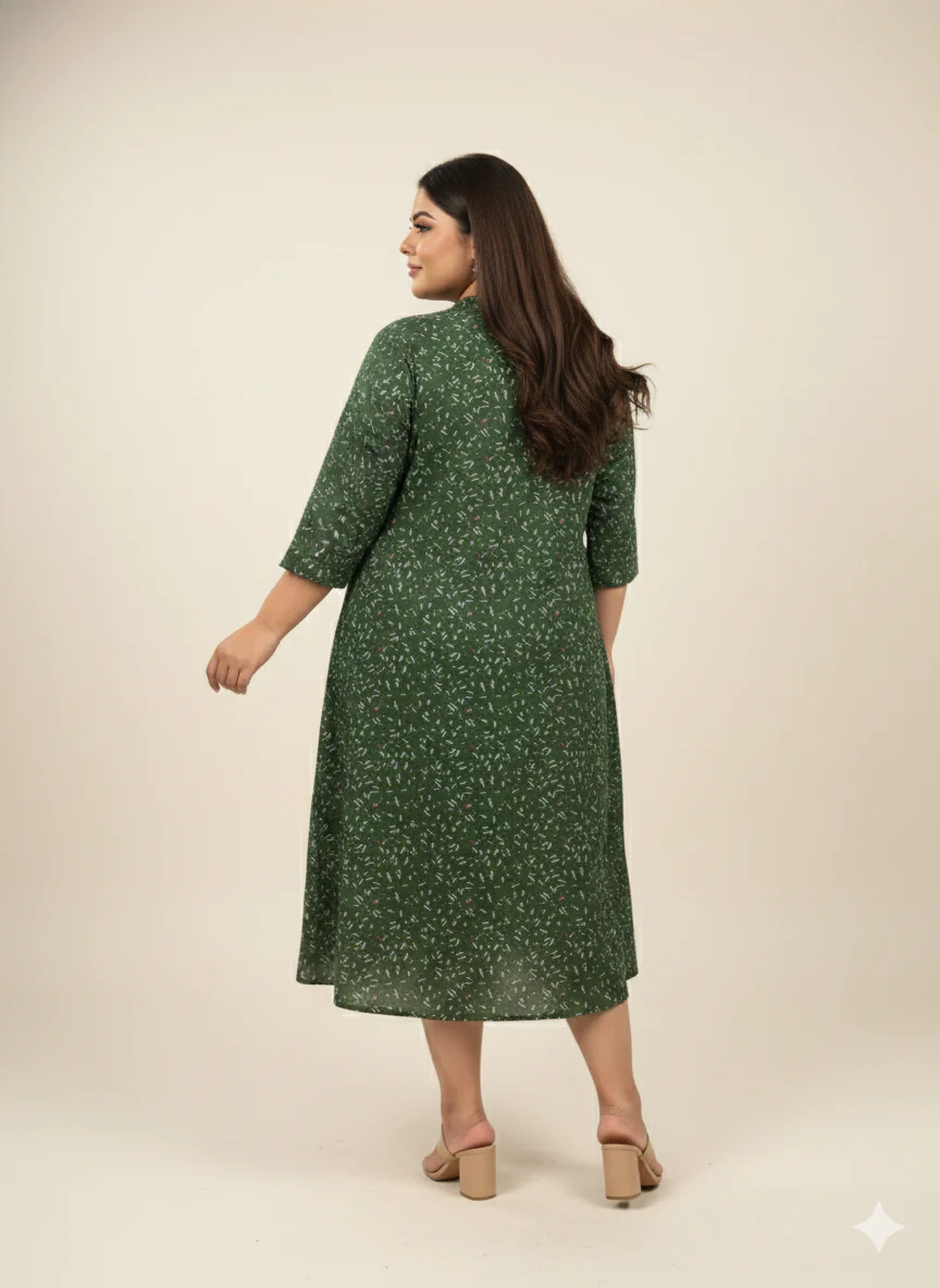 Plus Size Floral Print Fit & Flare Midi Dress - Image 5