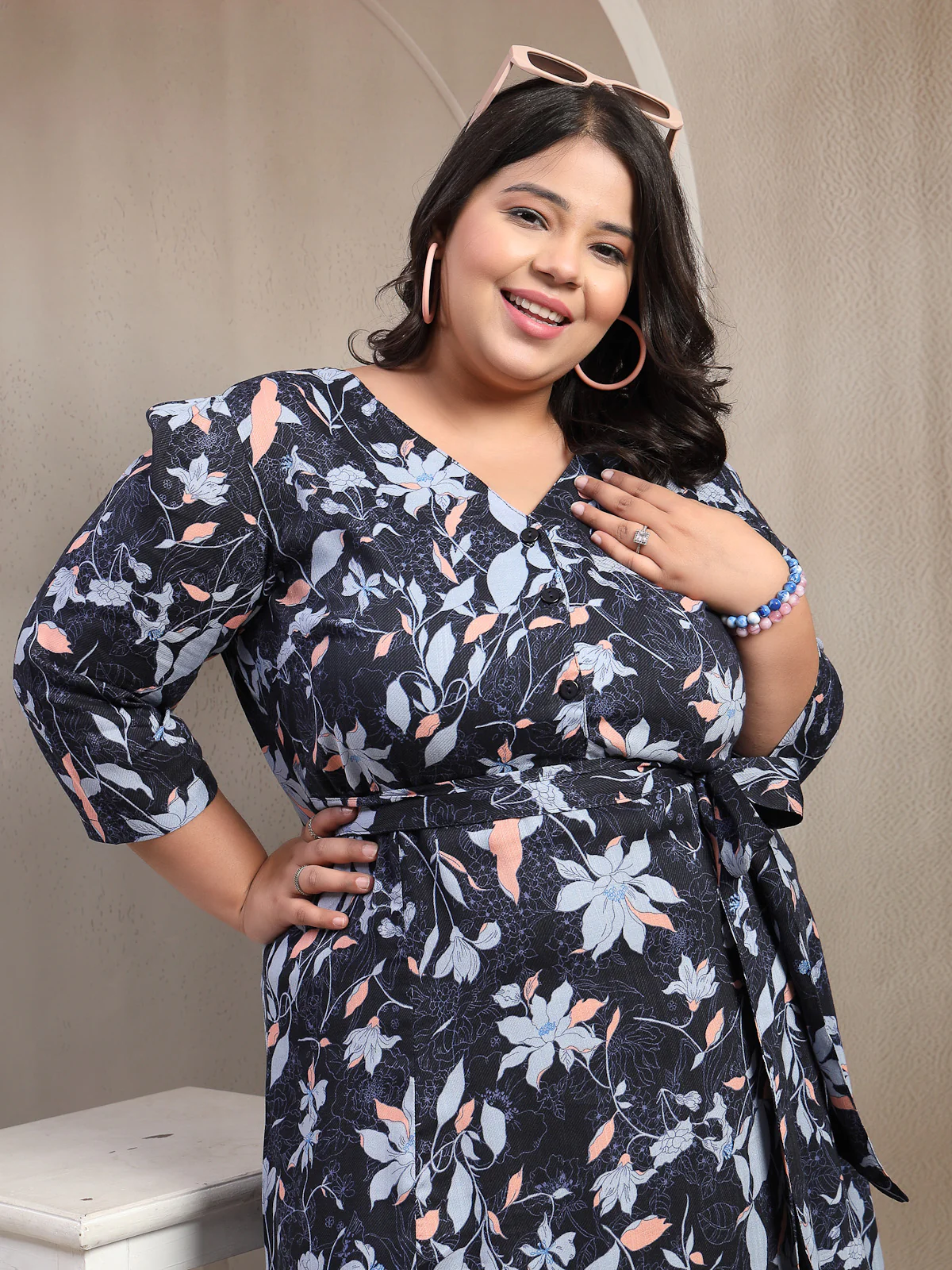 Women Plus Size Floral Printed Fit & Flare Dress - Image 9